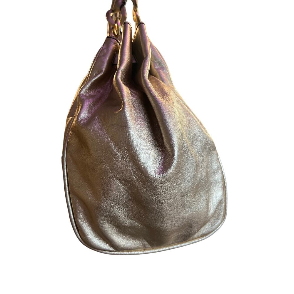 Vintage Juicy Couture Metallic Gold Leather Satchel Y2K P&G Era Bowler Bag - Picture 4 of 12